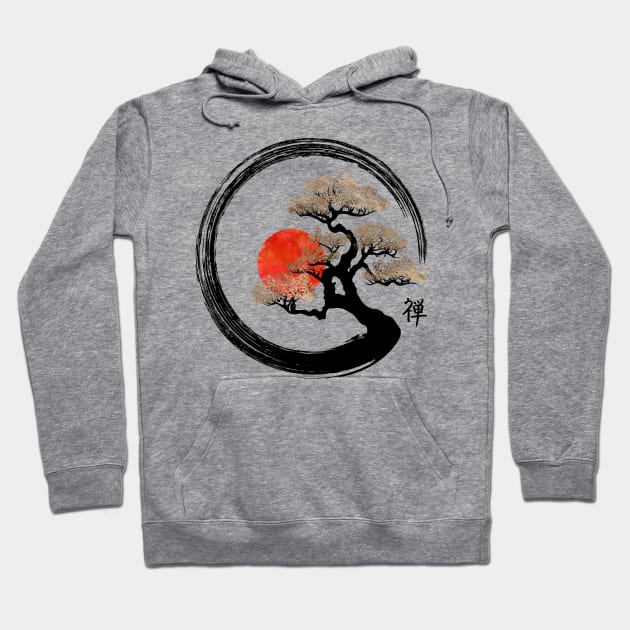 Enso Zen Circle and Bonsai Tree Hoodie by Nartissima